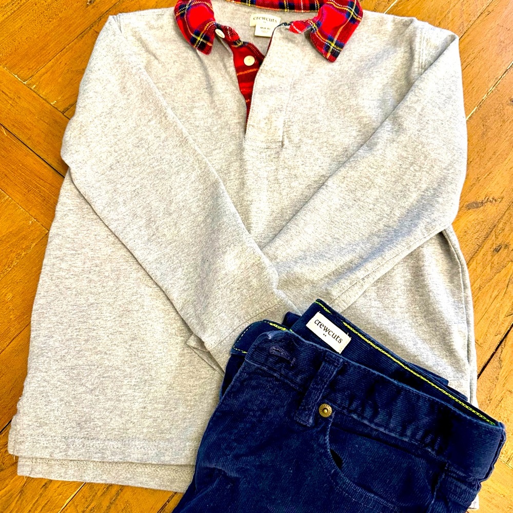 Crewcuts boys holiday attire. Shirt (m/8-9) and corduroy adjustable pants  (10).